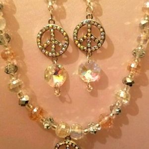 Hand beaded necklace and earrings set